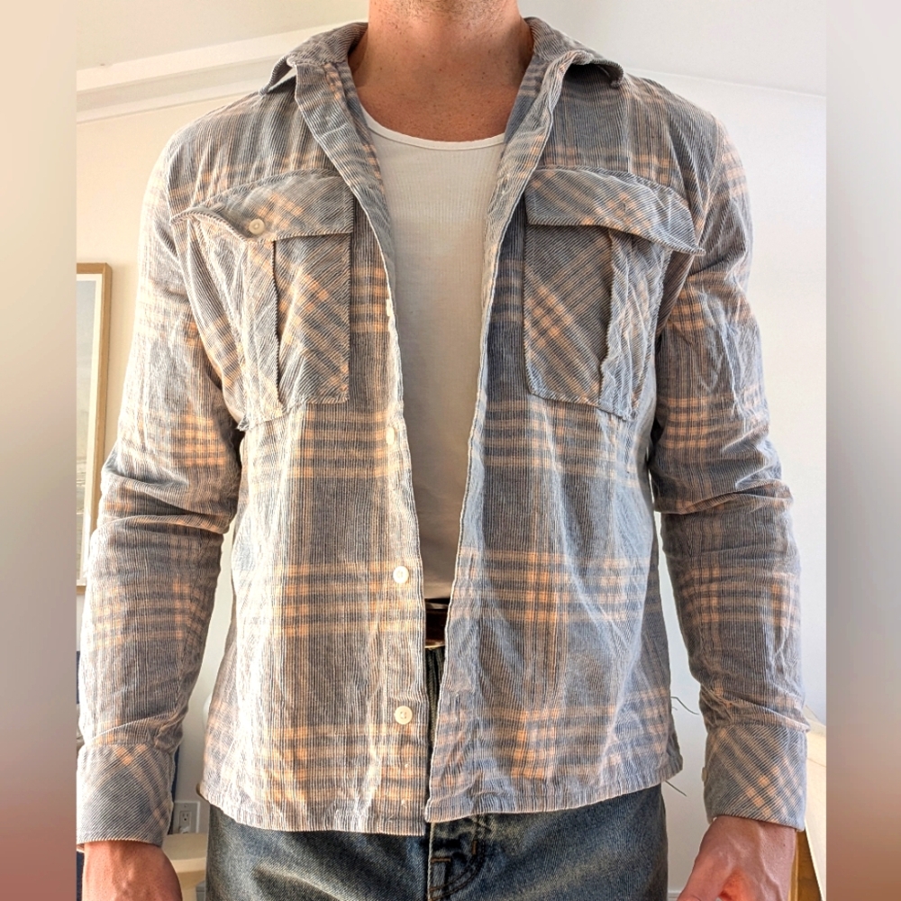 Zanerobe Men's Blue Plaid Corduroy Shirt